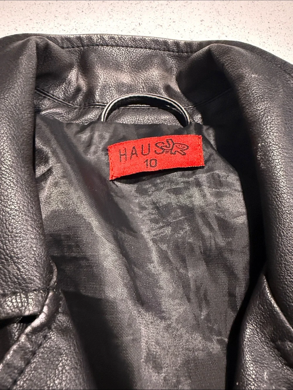 Black Faux Leather Moto Jacket with Silver Hardware